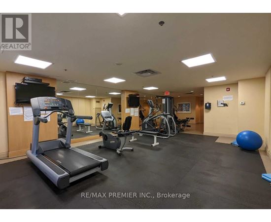 A gym with treadmills, exercise bikes, and other equipment.