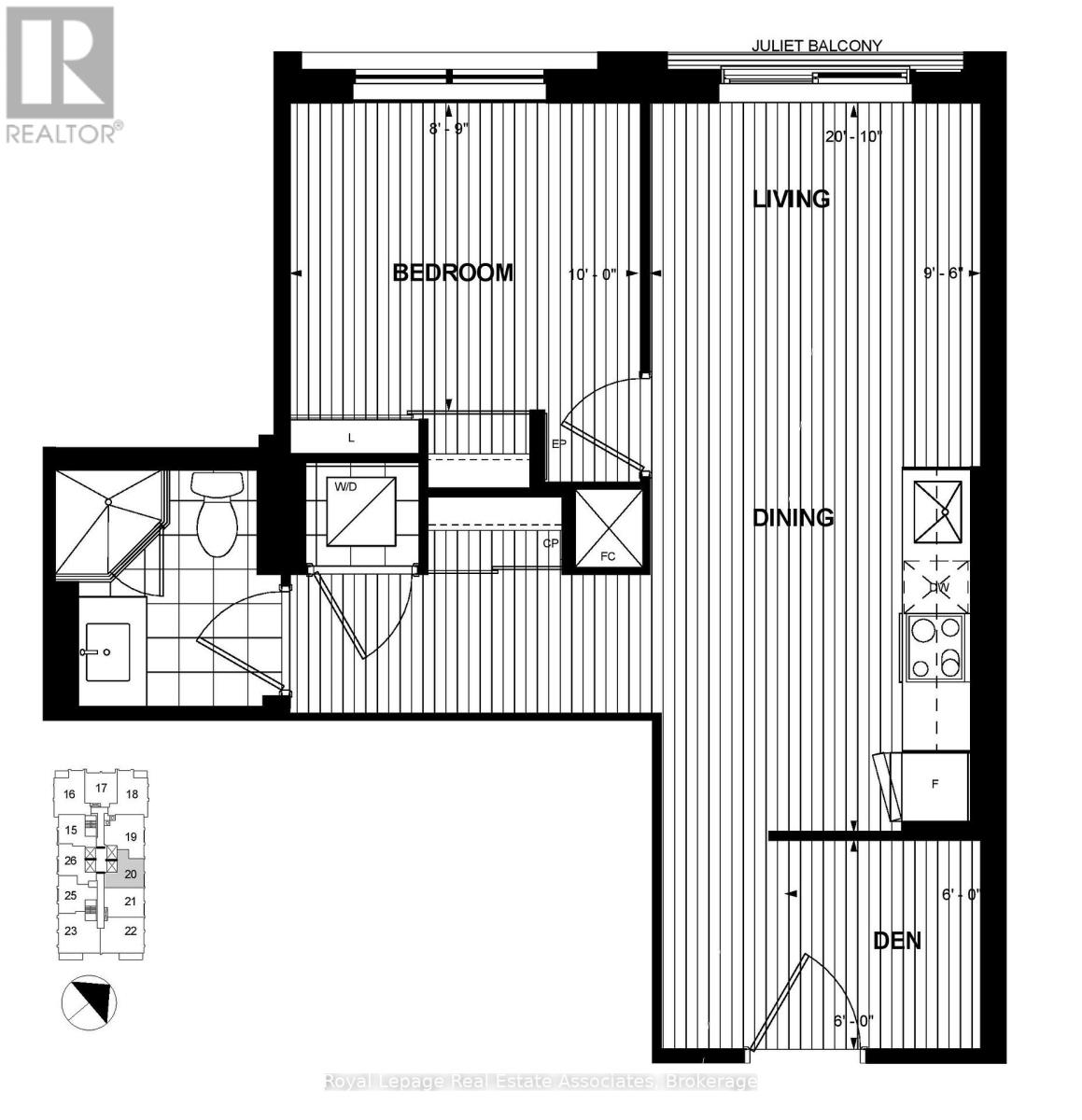 A black and white floor plan of a two bedroom apartment.