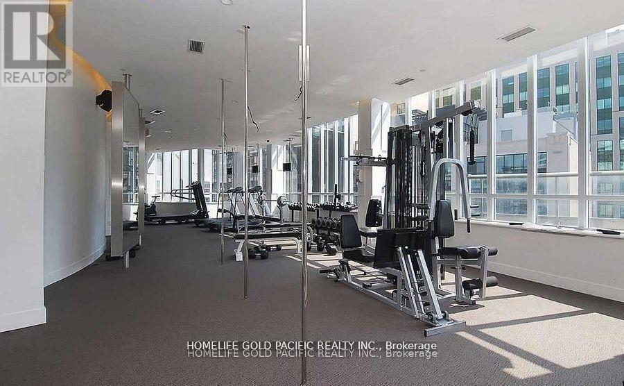 A gym with a row of treadmills and a row of weight machines.