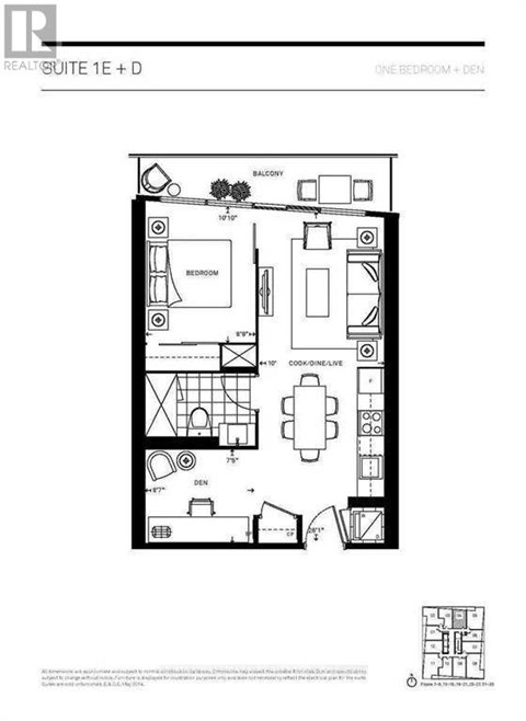 A black and white image of a floor plan for a one bedroom apartment.