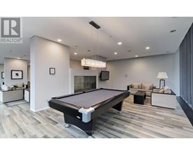 A pool table is in the middle of a room with a couch and a television.