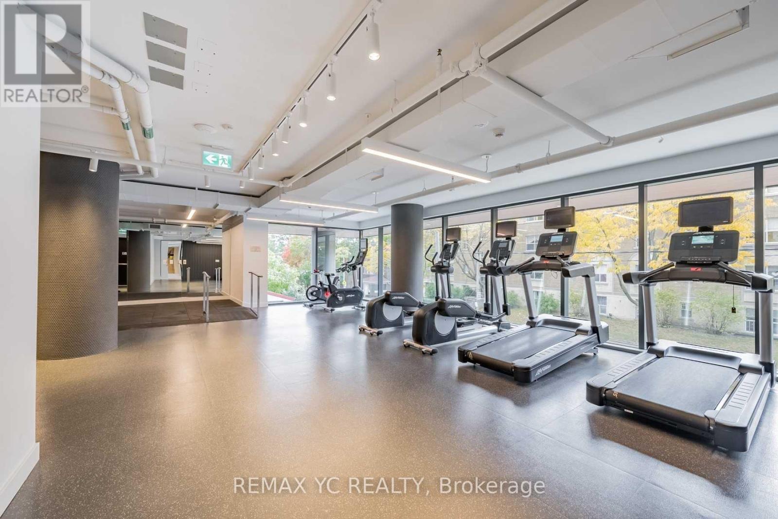 A gym with treadmills and exercise bikes is for rent.