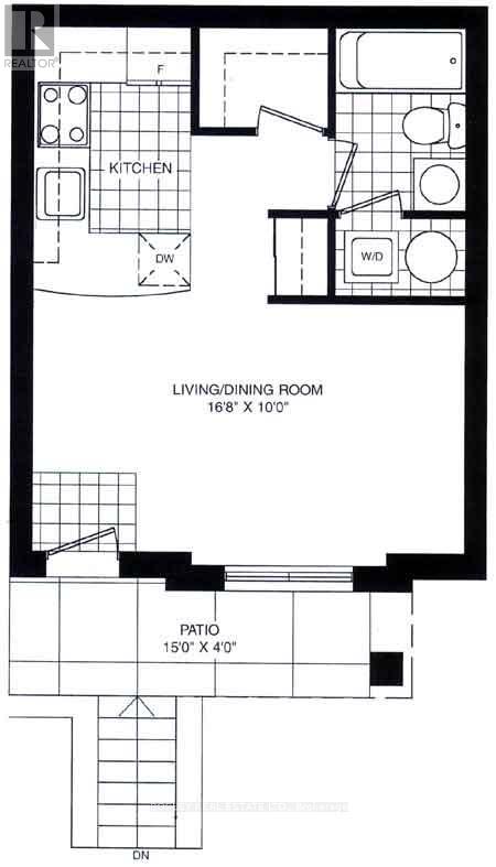 A black and white image of a floor plan for a living and dining room.