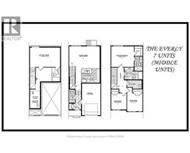 A black and white image of a floor plan for a building with three units.