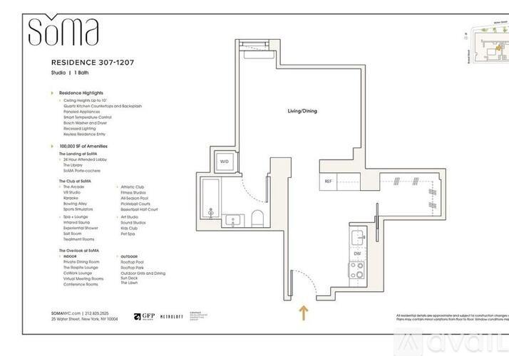 A floor plan for SOMA Residence 307-1207 Studio 1 1 Bedroom.