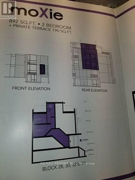 A real estate listing for a property with a front elevation and rear elevation drawing.