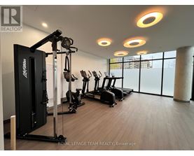 A gym with a row of treadmills and a weight machine.