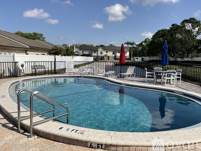 A small pool with a 6 ft depth marker.