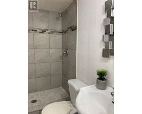 A white toilet sits next to a sink in a bathroom.