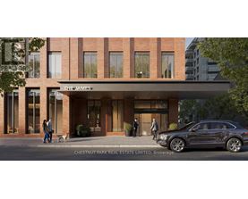 A rendering of a modern building with the name "The James" on the front.