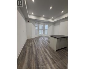 A spacious room with wood flooring and a cabinet.