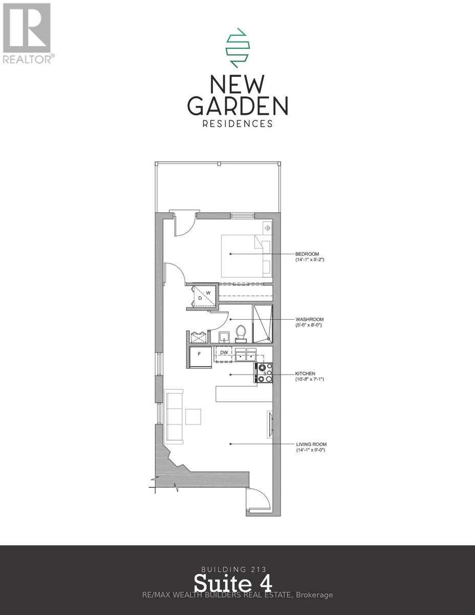 A floor plan for a suite in a building.