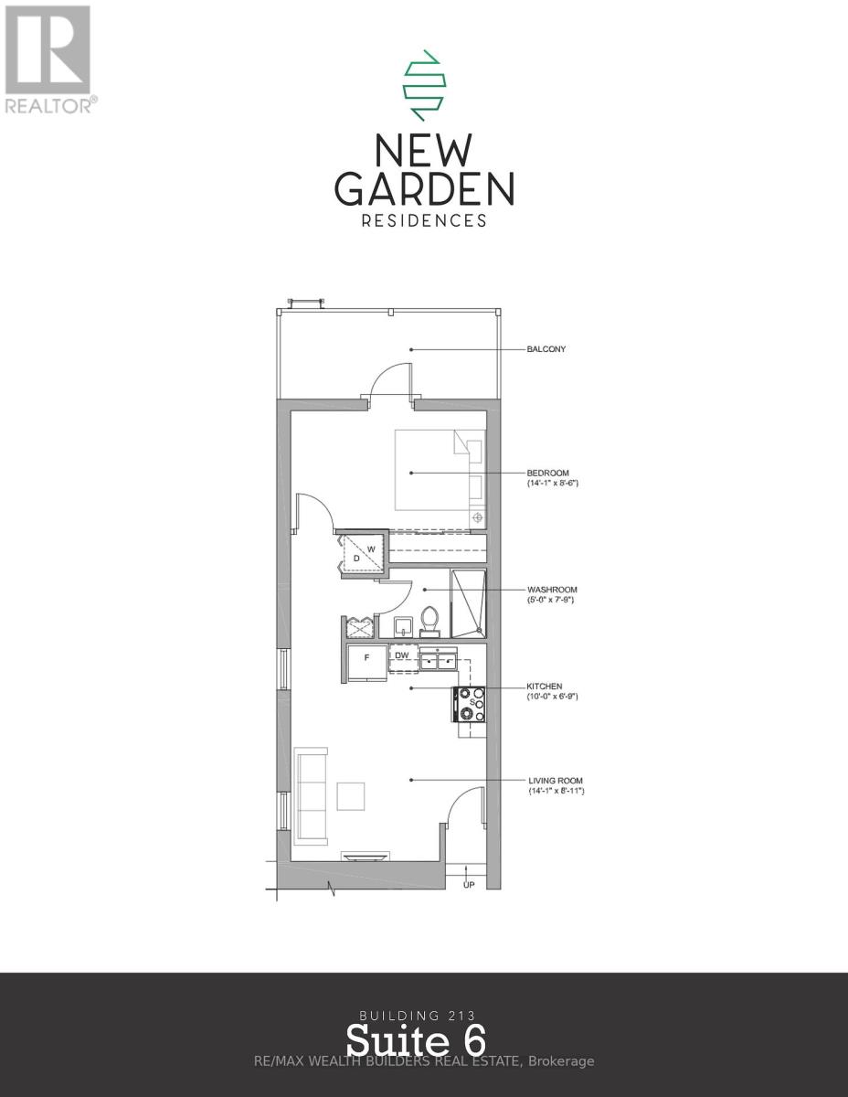 A floor plan for a suite in a building.