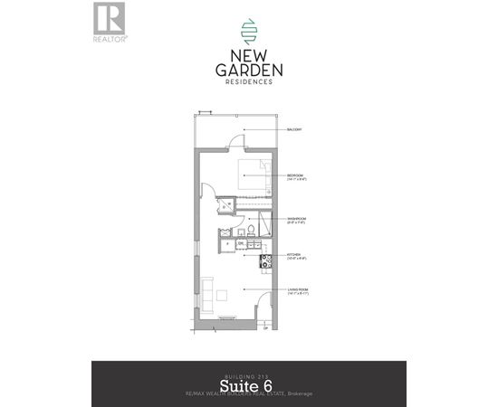 A floor plan for a suite in a building.