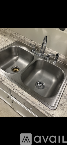 A double sink kitchen countertop.
