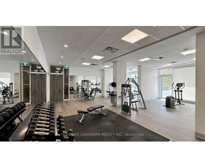 A gym with a variety of equipment including treadmills, weights, and exercise machines.