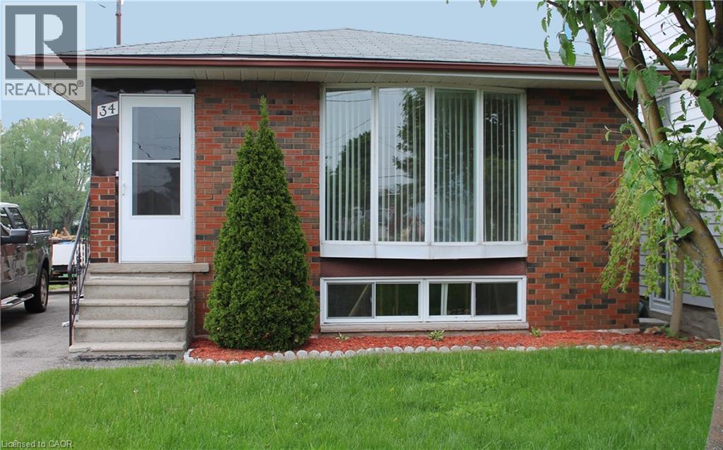 A house with a white door and a green tree in front.