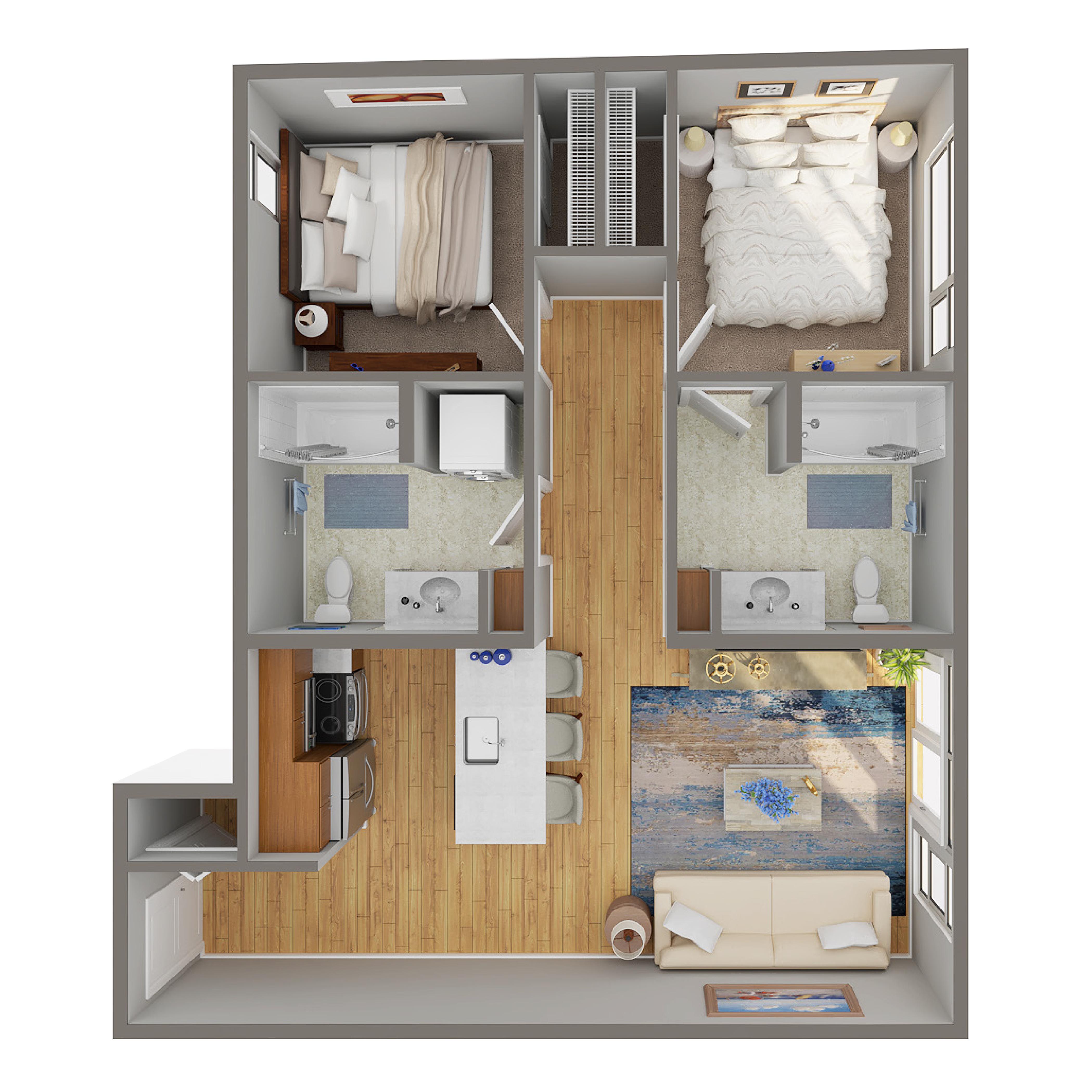 2 Bed/2 Bath - A