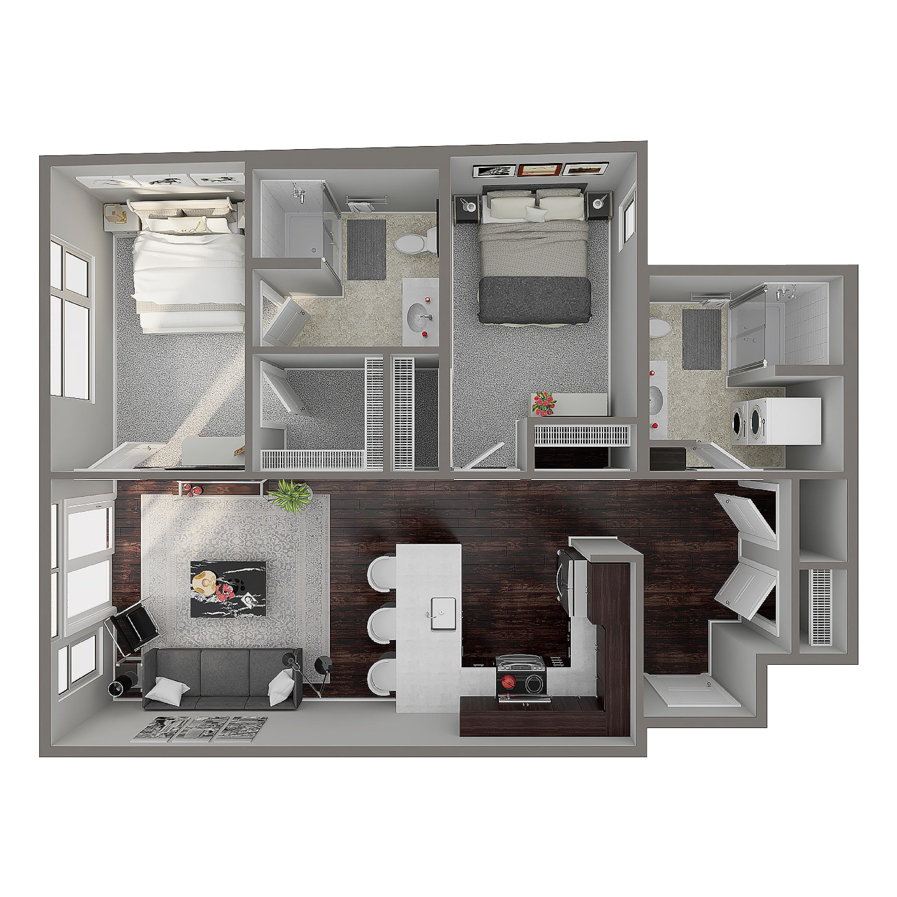 2 Bed/2 Bath - B