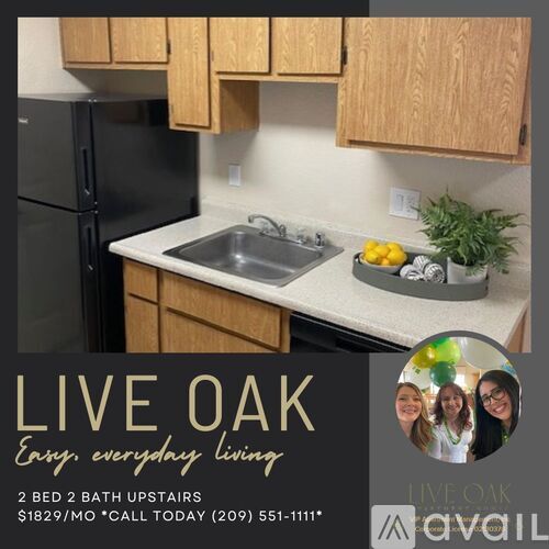A kitchen with a sink, refrigerator, and countertop with a tray of lemons and a plant.