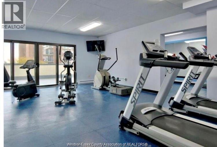 A gym with treadmills and elliptical machines.