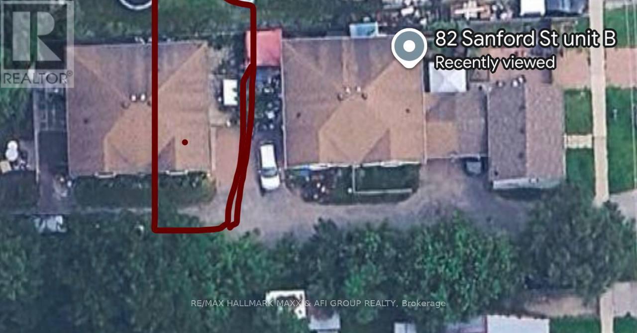A satellite image shows a street view with a red outline and a label "82 Sanford St unit B Recently viewed".