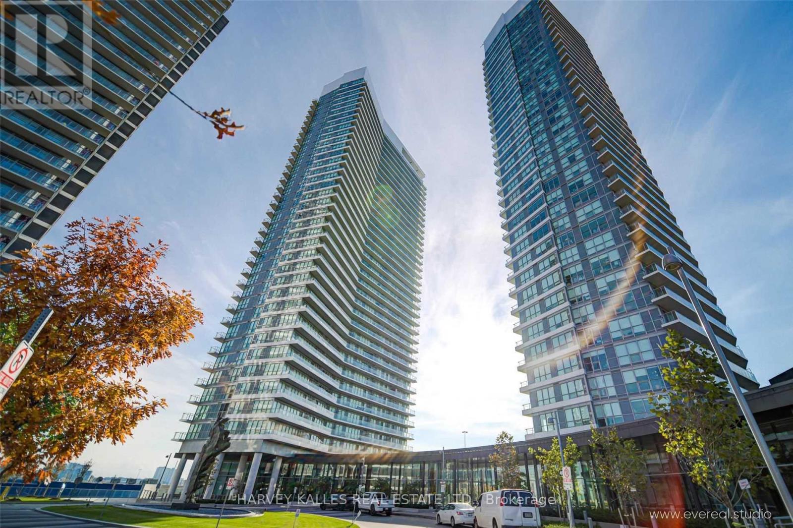 Two modern skyscrapers are seen in the image.