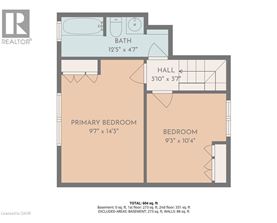 A floor plan for a home with a total living area of 604 square feet.