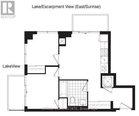 A floor plan of a house with LakeView and a break area.