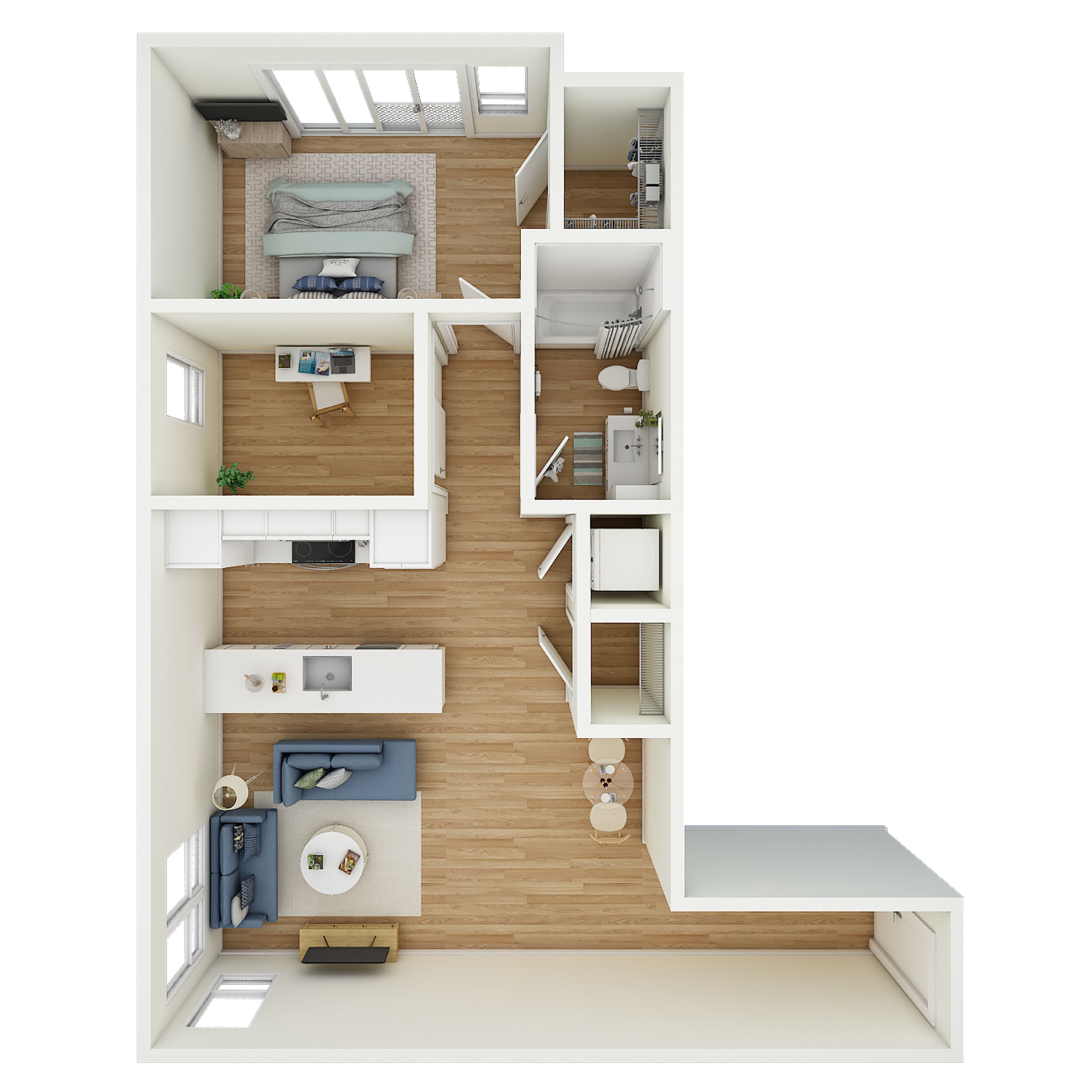 1 Bed 1 Bath + Den - a41.1