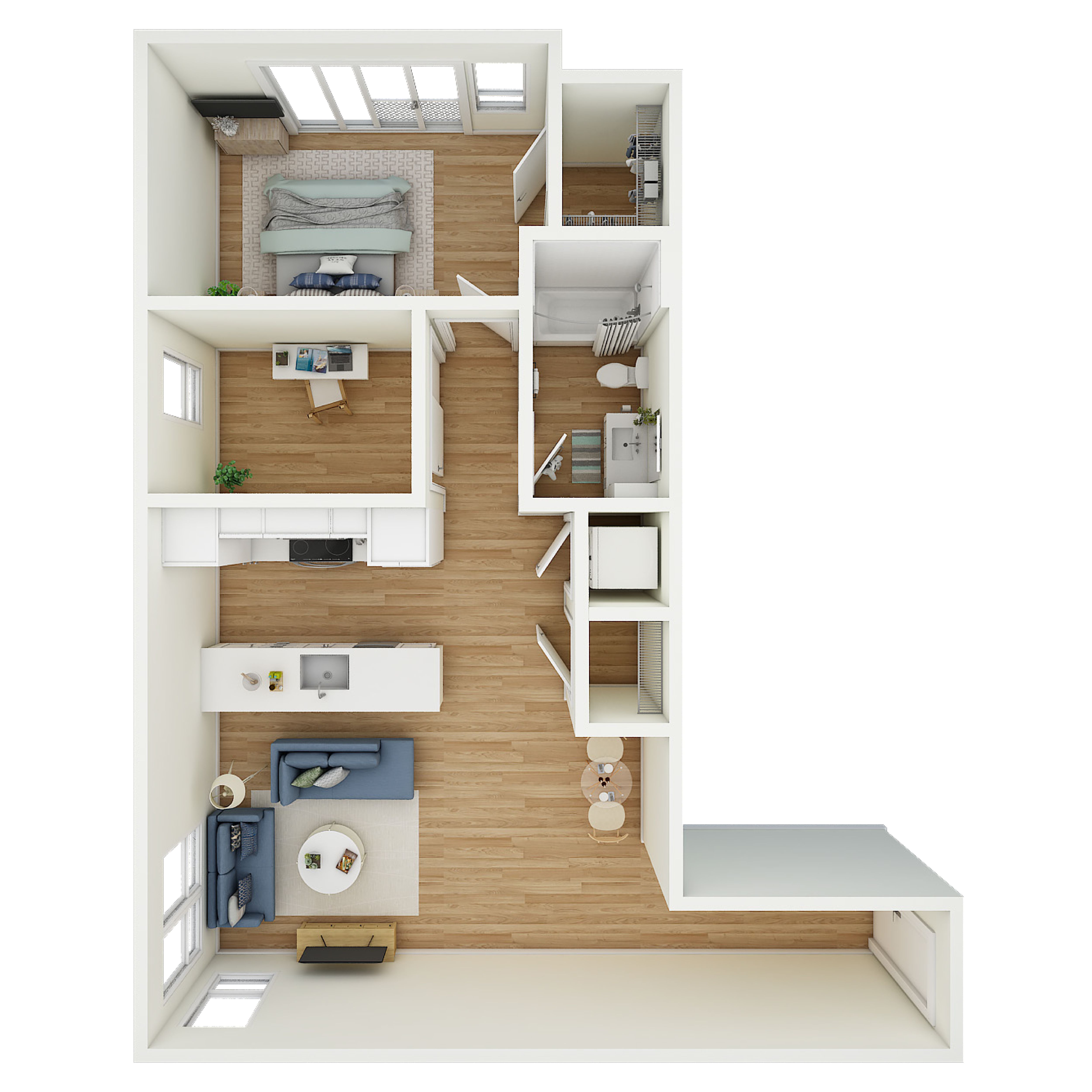 1 Bed 1 Bath + Den - a42.1
