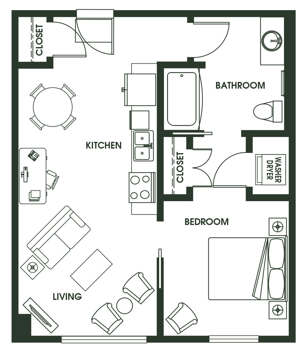 1 Bed 1 Bath A2