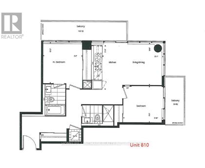 A floor plan for Unit 810 shows a living room, two bedrooms, a kitchen, and a bathroom.