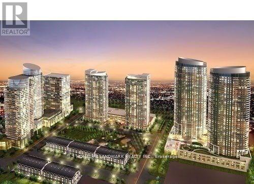 A modern residential complex is depicted in the image.