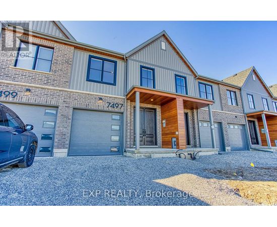 A modern two-story house with a garage is for sale.