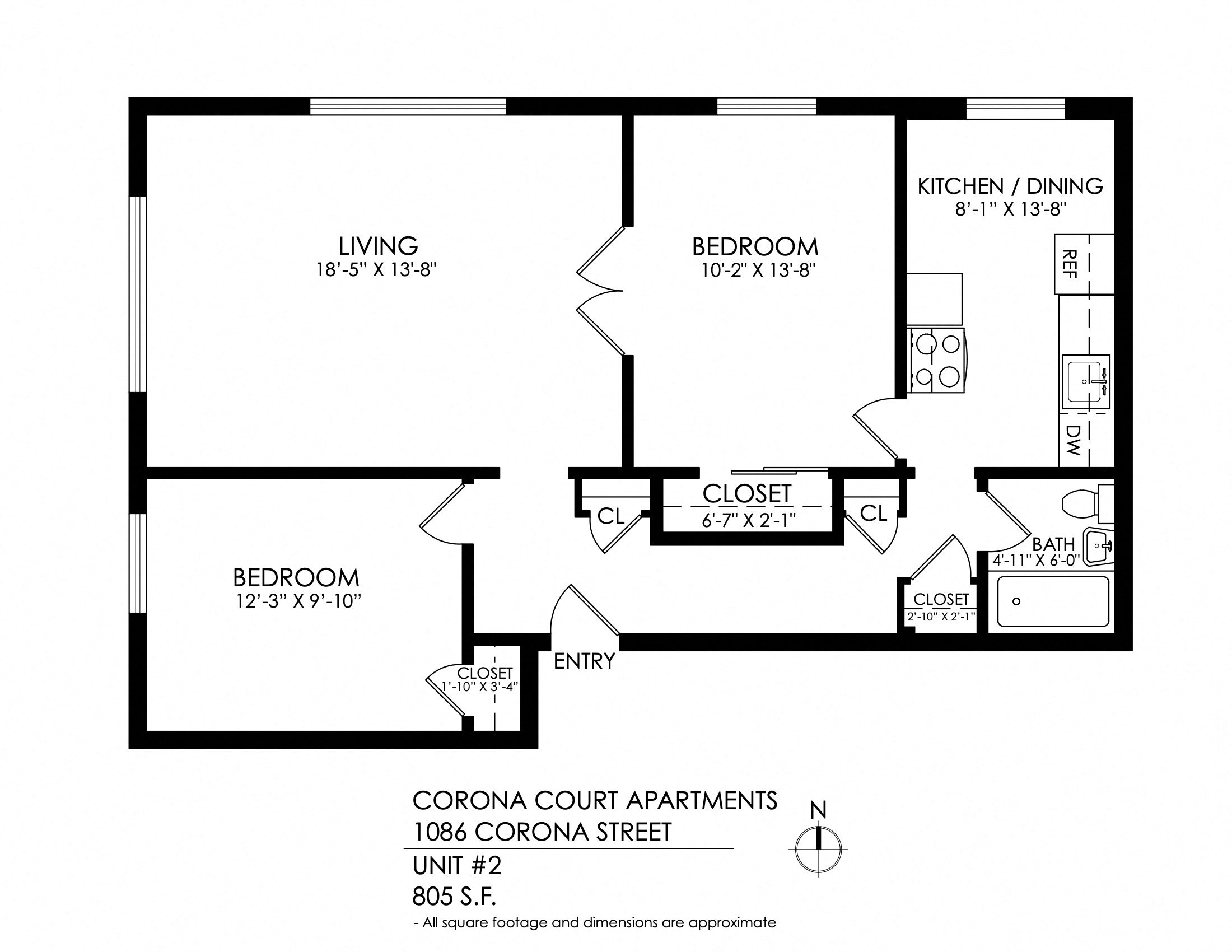 2 Bed x 1 Bath