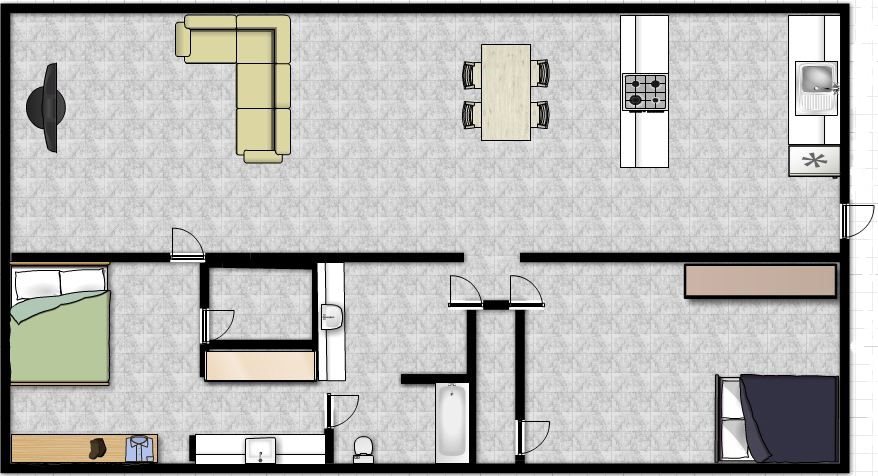 Basic two bed room Floor Plan 1