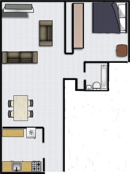 Basic one bedroom Floor Plan 2