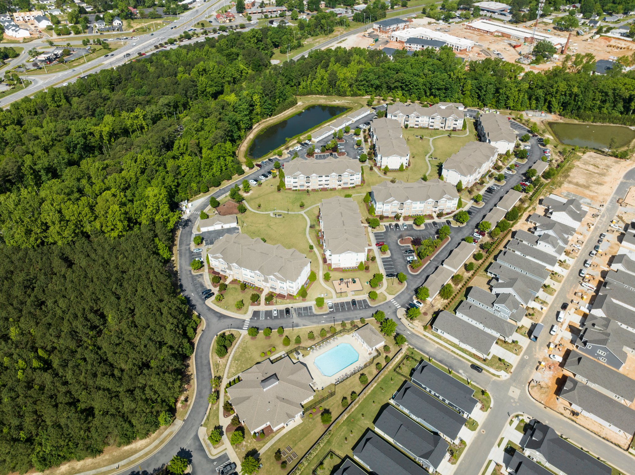 Aerial View at The Arbors at East Village, Clayton, North Carolina