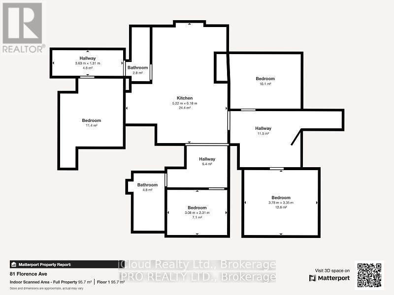 A floor plan for a property at 81 Florence Ave shows a total of 12 bedrooms.