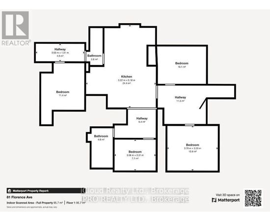 A floor plan for a property at 81 Florence Ave shows a total of 12 bedrooms.