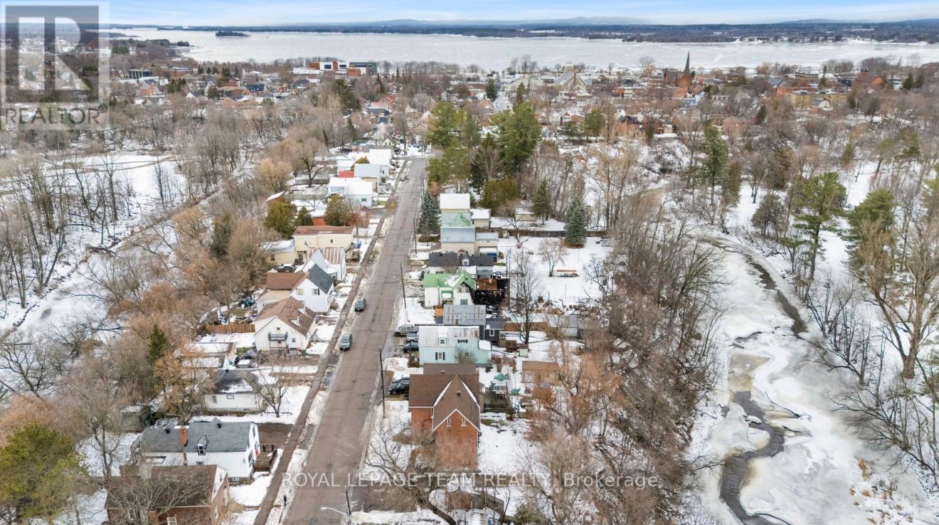 A small town with a river running through it.