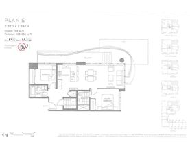 A floor plan for a 2 bedroom, 2 bath house with a total area of 784 sq ft and an outdoor area of 226-330 sq ft.
