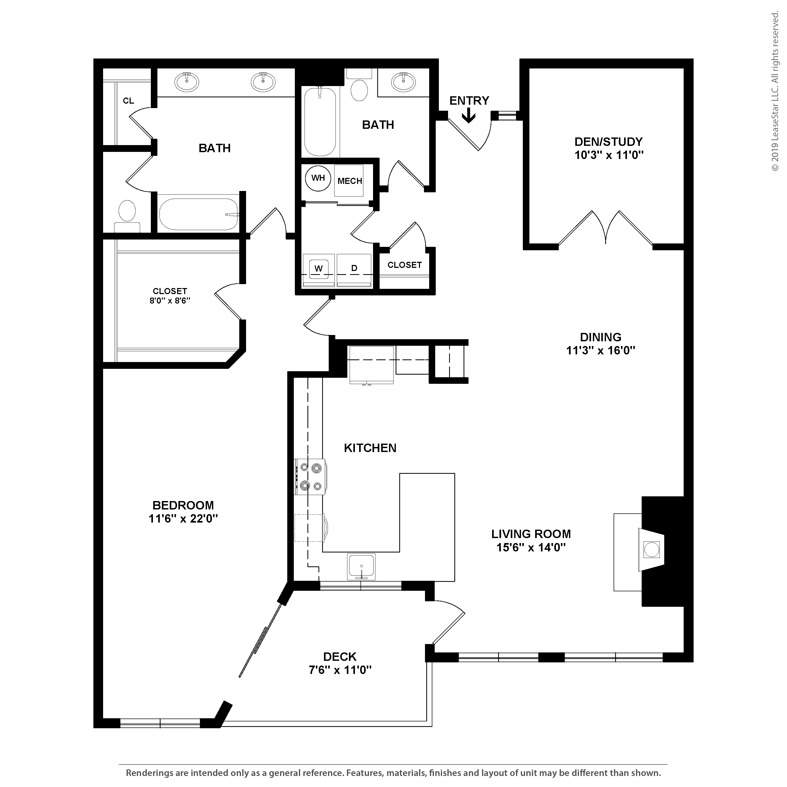 1 Bed/2 Bath Garage-Hillside