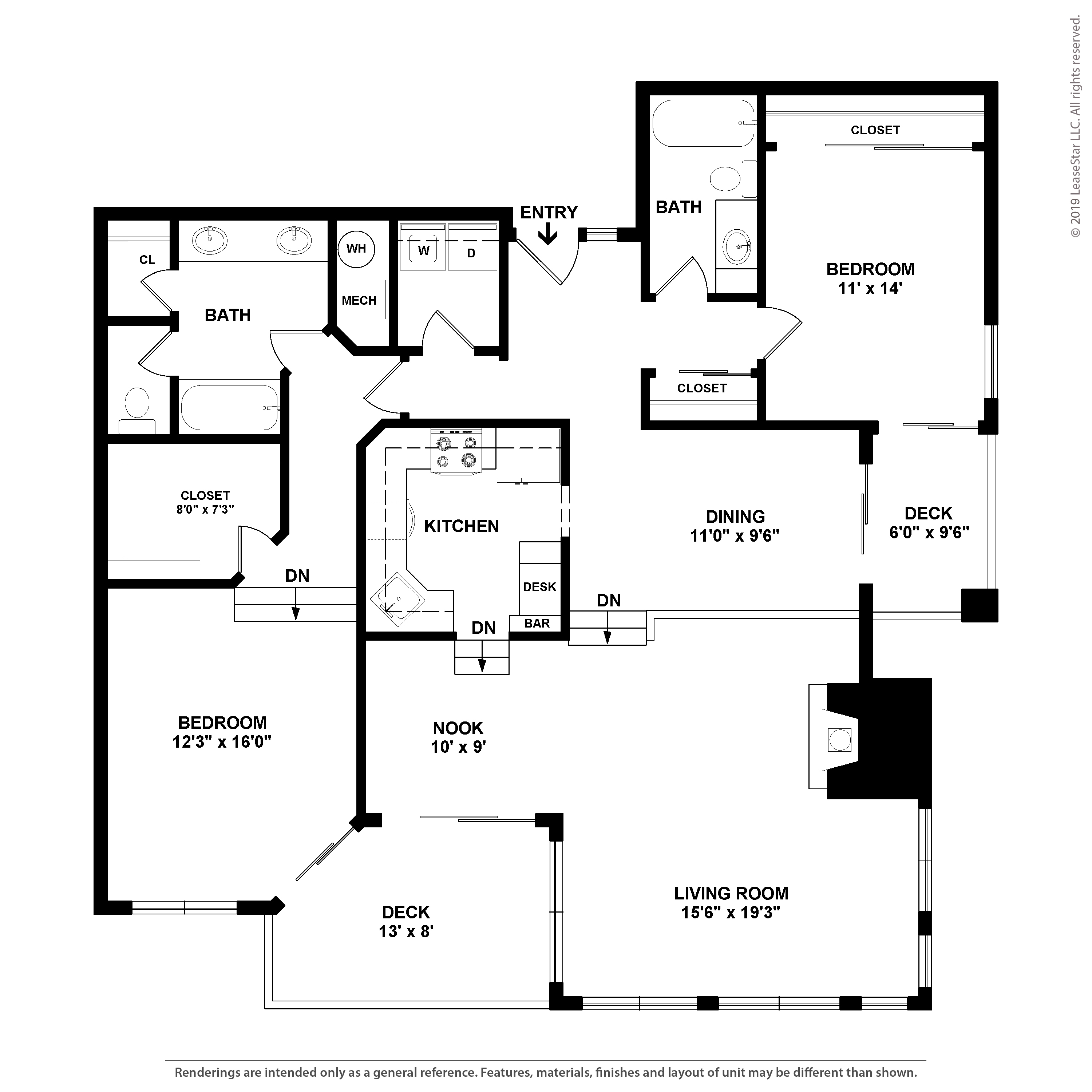 2 Bed/2 Bath Garage-King