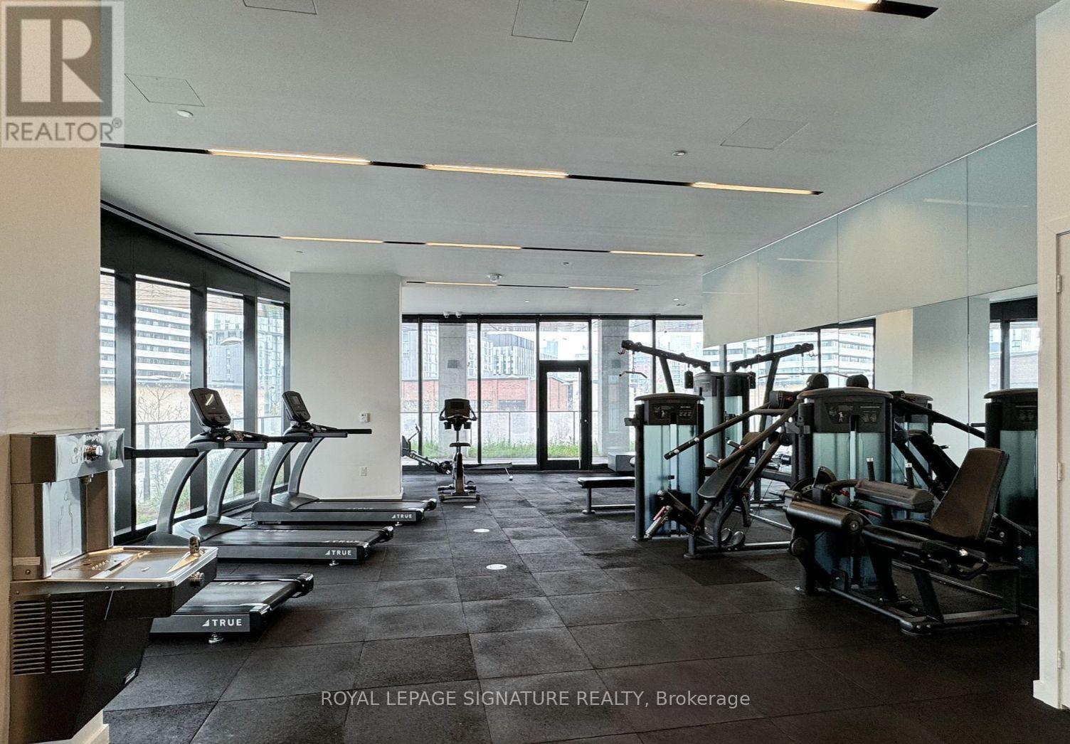 A gym with treadmills, elliptical machines, and weights is available for rent.