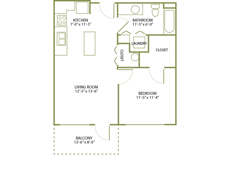1 Bed/1 Bath-B-1B
