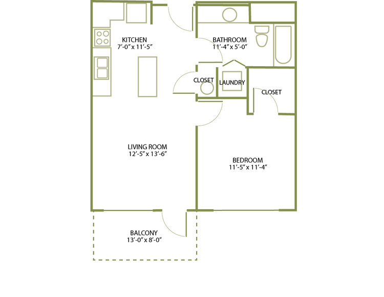 1 Bed/1 Bath-B-1C