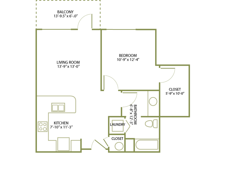 1 Bed/1 Bath-B-2