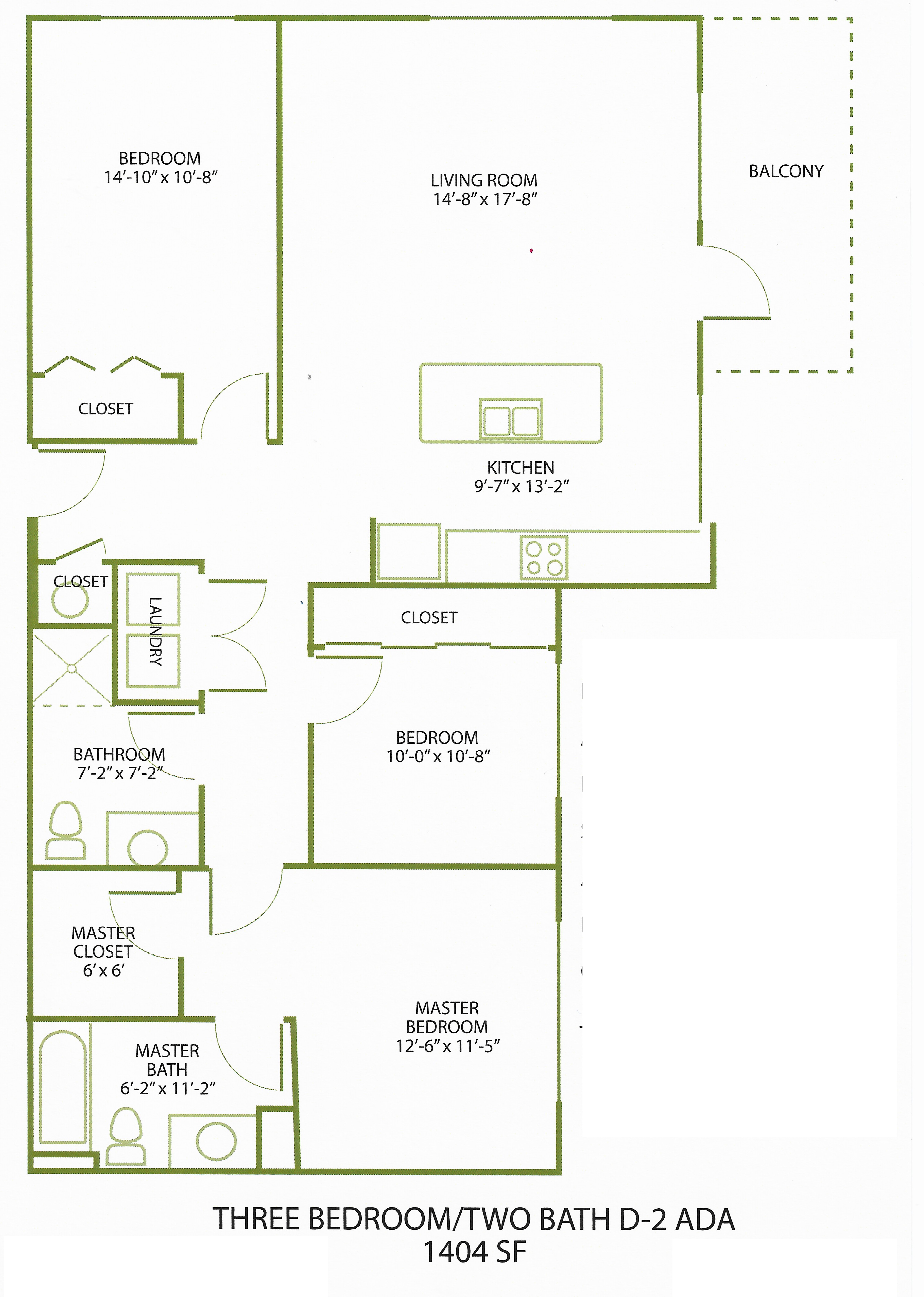 3 Bed/2 Bath-D1-2